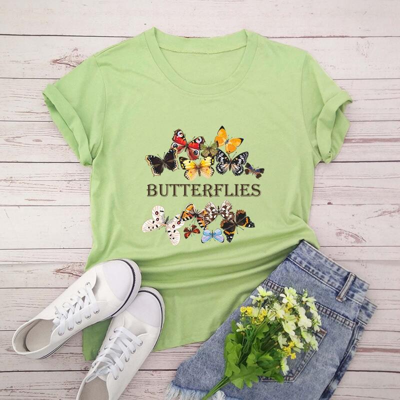 

Butterfly Graphic Tee, Lime green