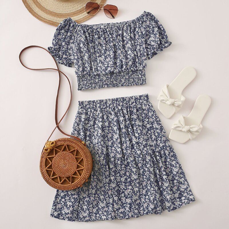 

Ditsy Floral Top & Skater Skirt, Multicolor