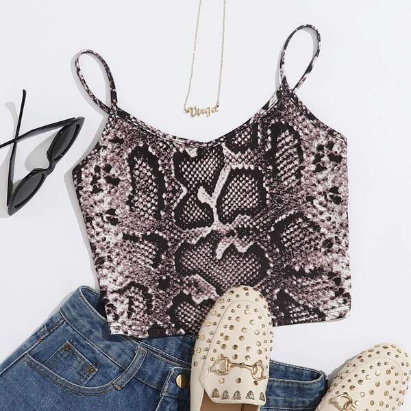 

Snakeskin Crop Cami Top, Multicolor