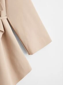 SHEIN 素色腰帶垂墜外套 - 米色 - 查看 3