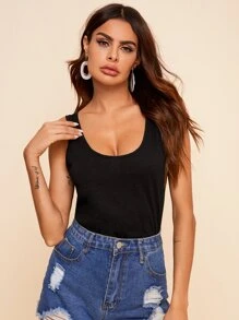 SHEIN Essnce Top tank unicolor - Negro - Ver 5