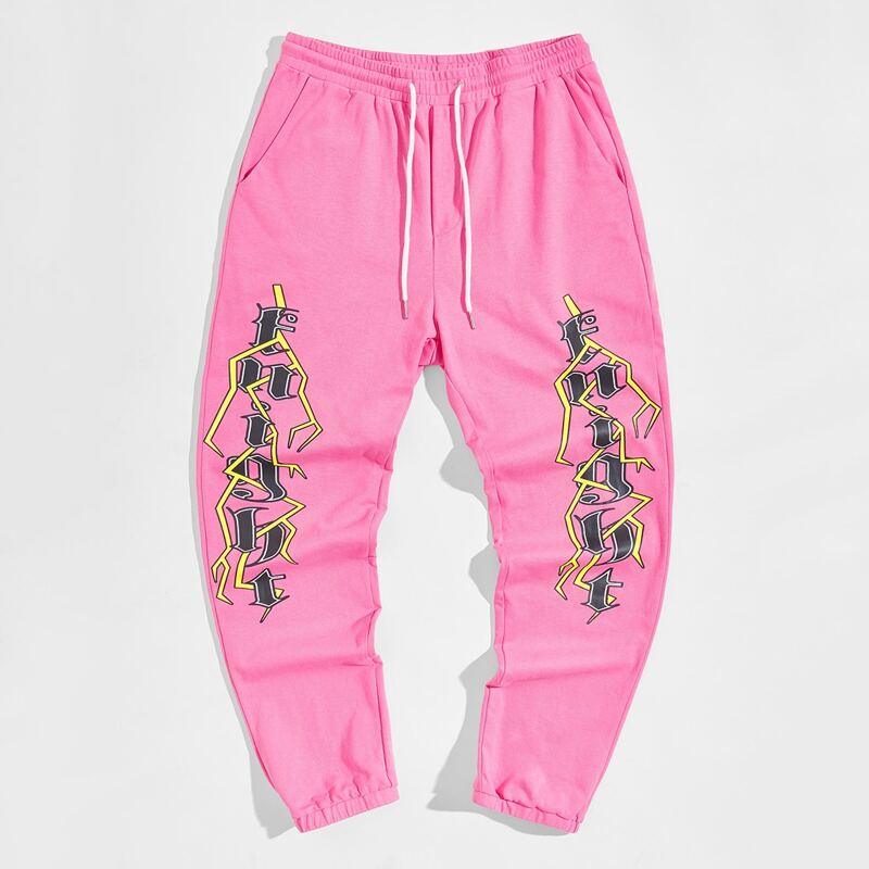 

Guys Letter Graphic Sweatpants, Pink bright