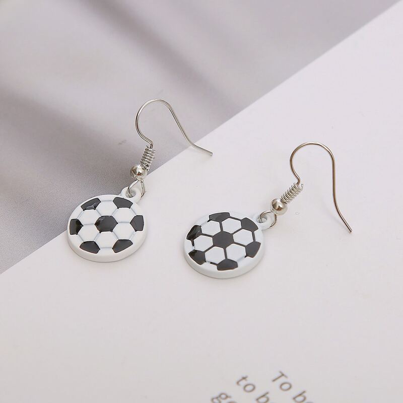 

Football Drop Earrings, Black and white