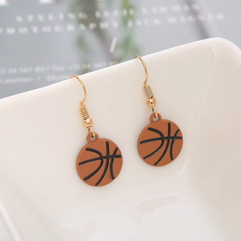 

Basketball Drop Earrings, Brown