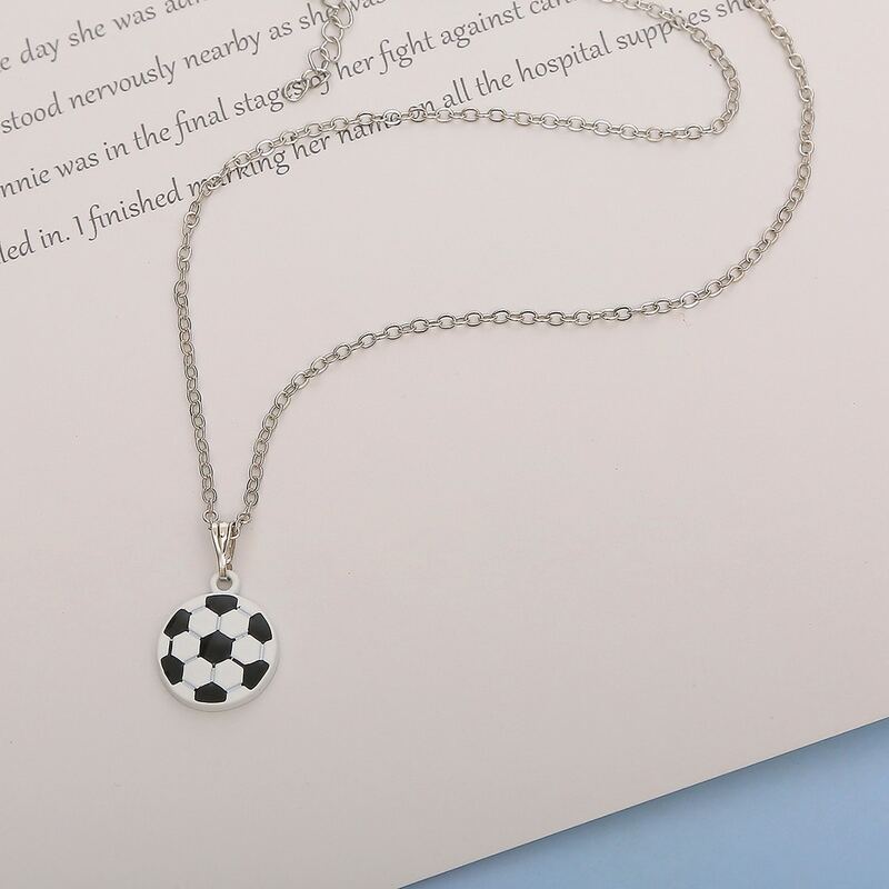 

Football Pendant Necklace, Black and white