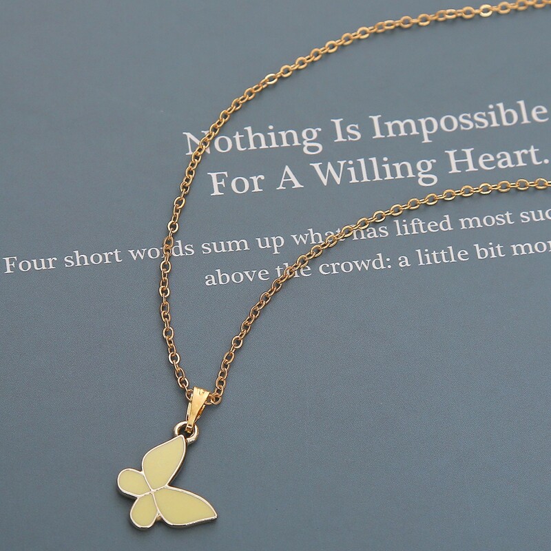 

Butterfly Pendant Necklace, Yellow