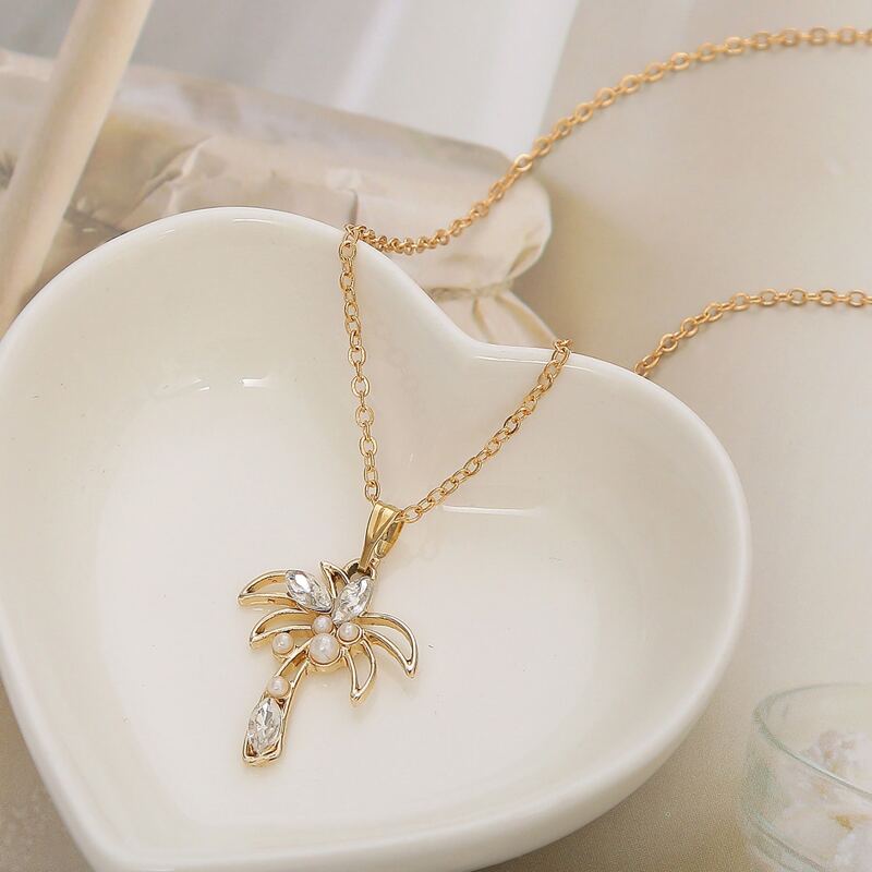 Coconut Tree Pendant Necklace, Gold