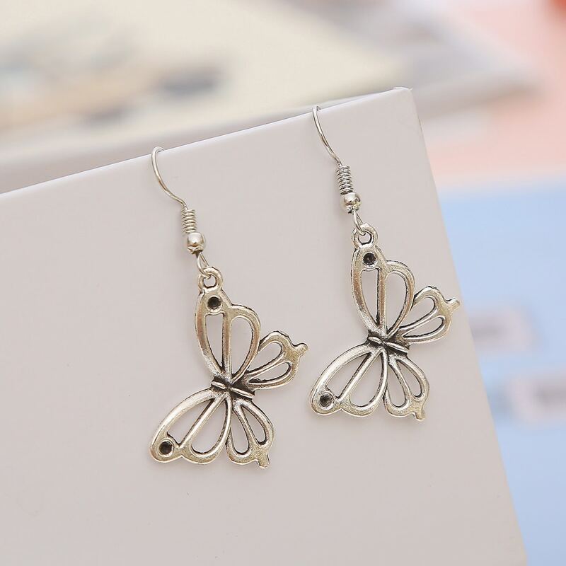 

Butterfly Drop Earrings, Silver