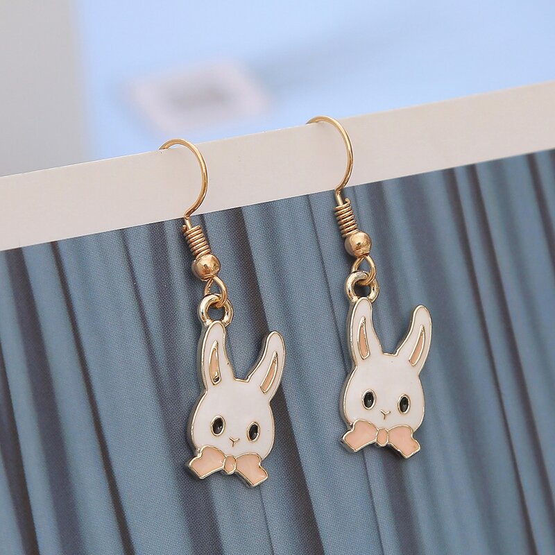 

Rabbit Drop Earrings, White