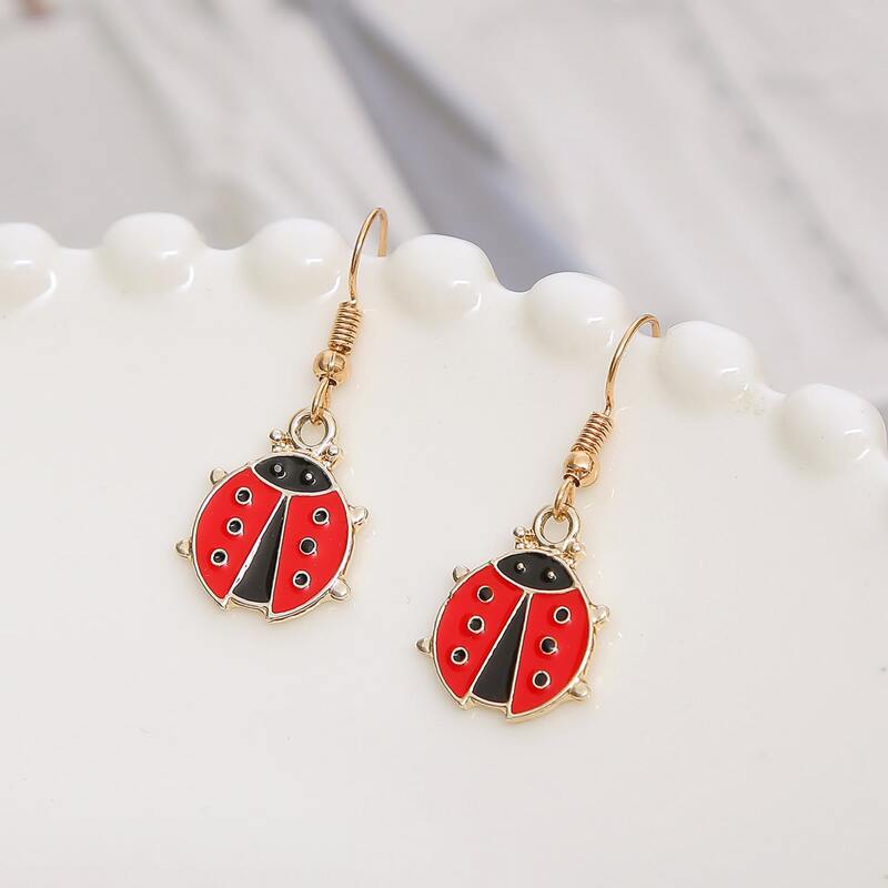 

Ladybug Drop Earrings, Multicolor