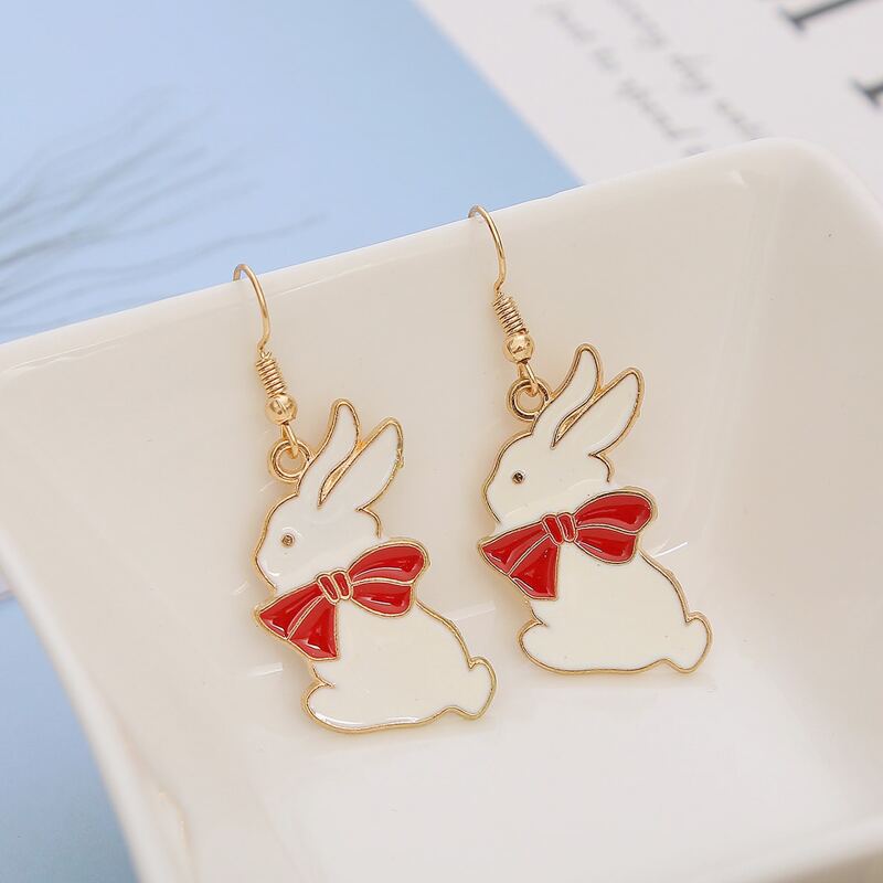 

Rabbit Drop Earrings, White