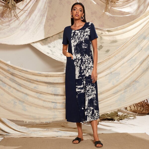 

Cut And Sew Tunic Dress, Navy blue