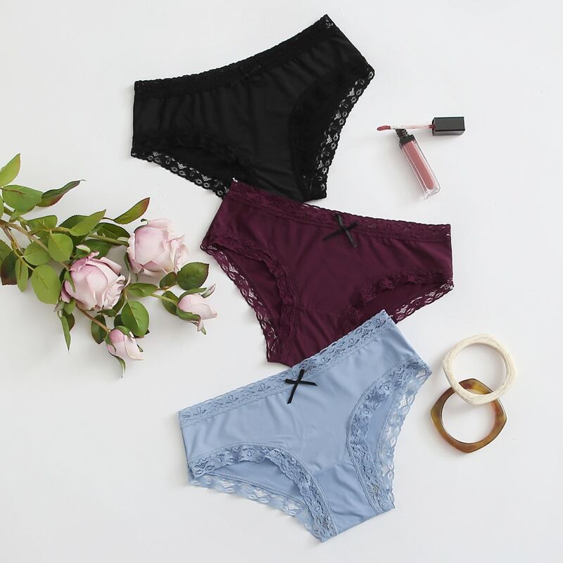 

3pack Lace Trim Panty Set, Multicolor
