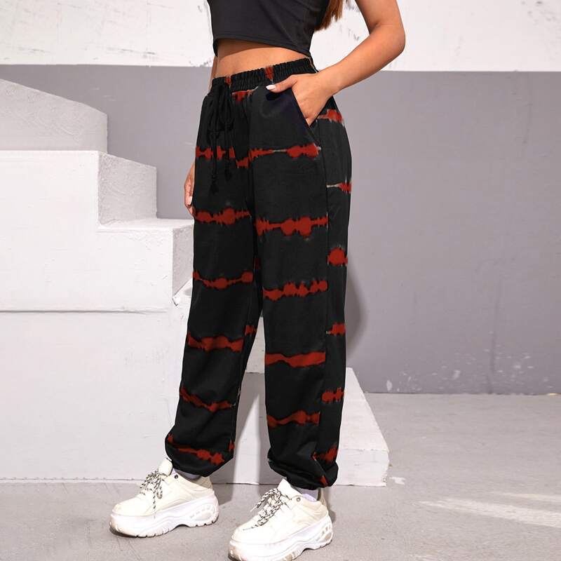 

Slant Pocket Tie Dye Pants, Black