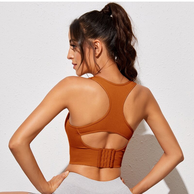 

High Support Peekaboo Racer Back Sports Bra, Burnt orange