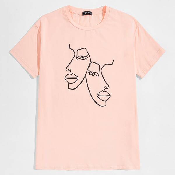 

Men Figure Graphic Tee, Baby pink