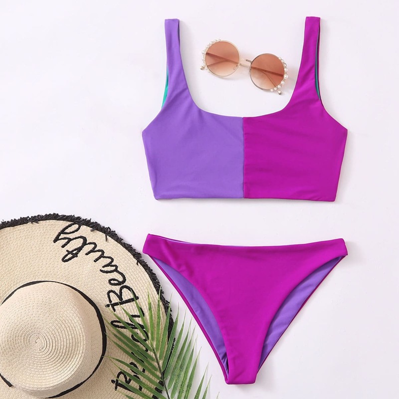 

Two Tone Bikini Swimsuit, Multicolor