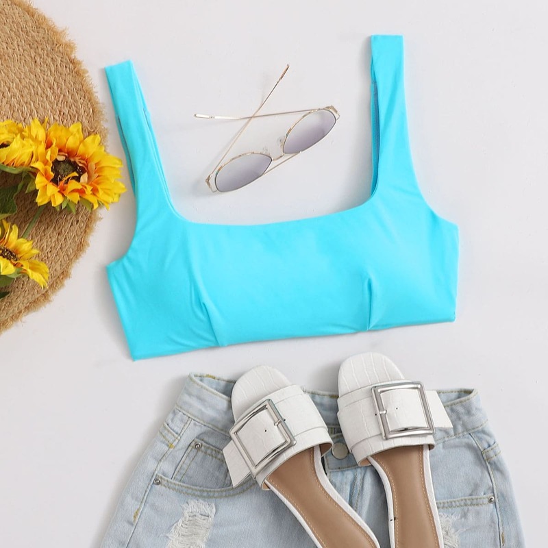 

Tie Back Bikini Top, Bright mint blue