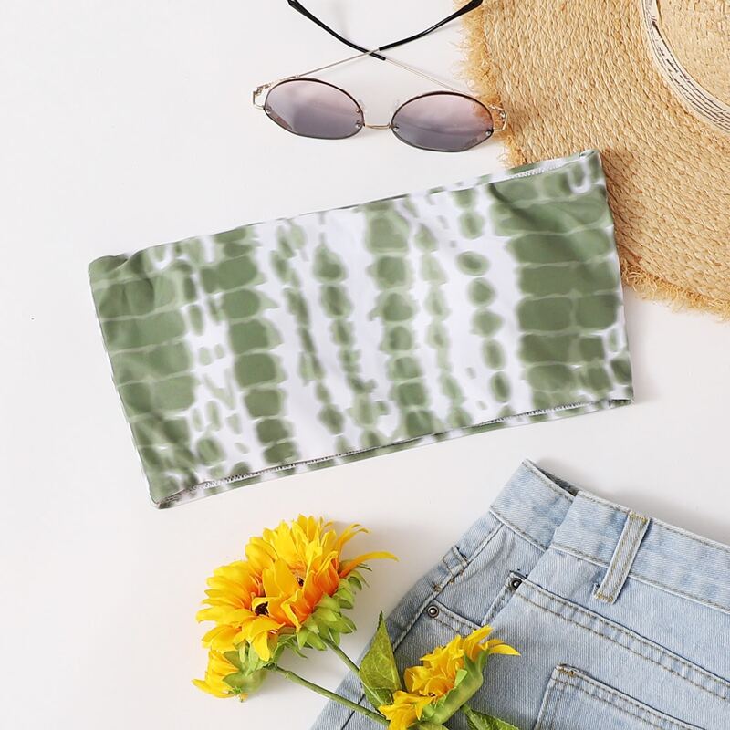 

Tie Dye Bandeau Bikini Top, Army green