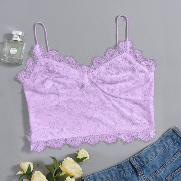 

Crop Lace Cami Top, Pastel lilac purple