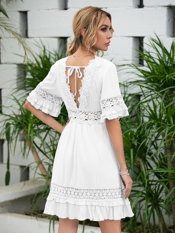 Weiss Durchsichtige Spitze Einfarbig Böhmisch Kleider | aktuelle Trends,  günstig kaufen | SHEIN Deutschland