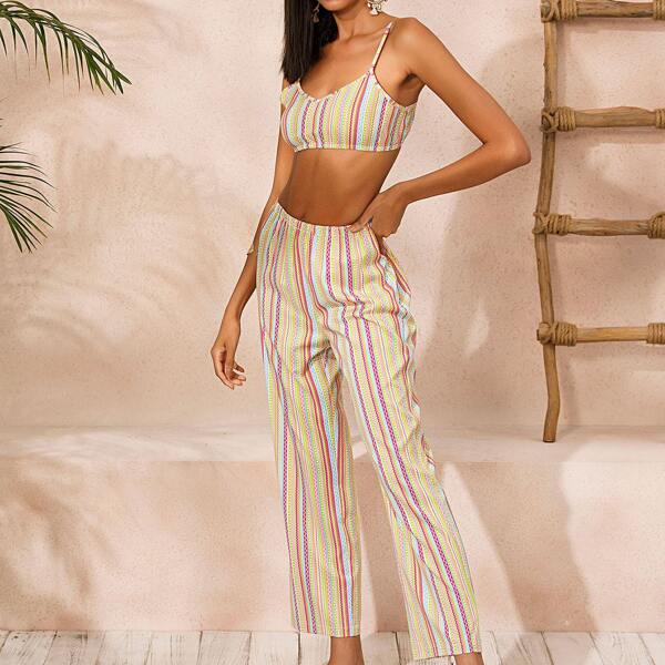 

Tribal Print Pants PJ Set, Multicolor