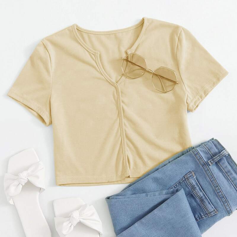 

Solid Crop Tee, Beige