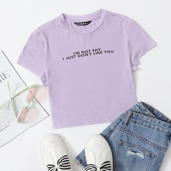 

Slogan Graphic Top, Lilac purple