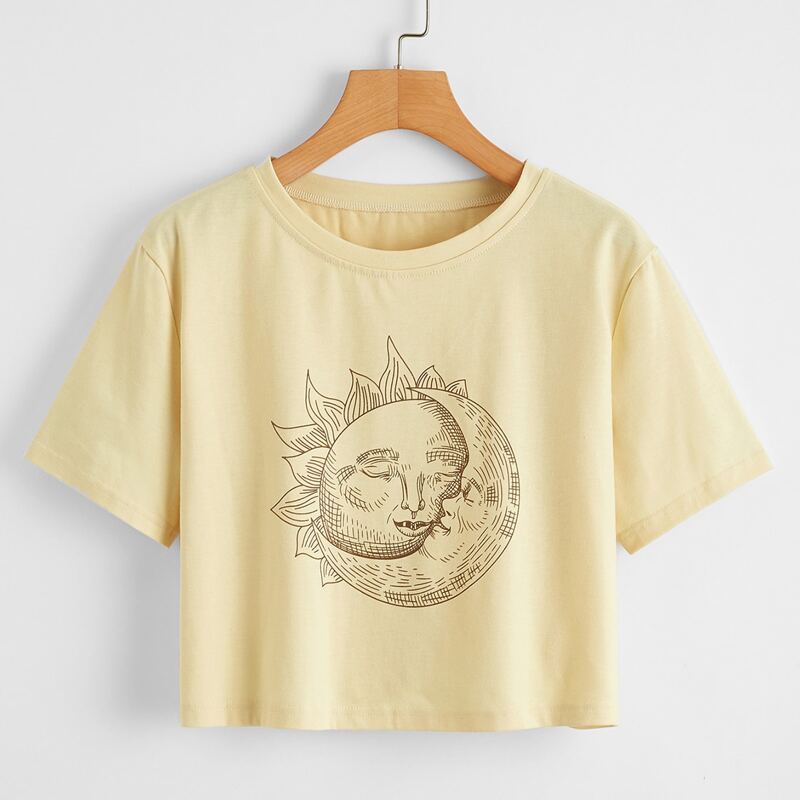 

Sun & Moon Graphic Tee, Yellow pastel