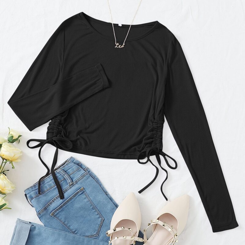 

Black Drawstring Side Tee