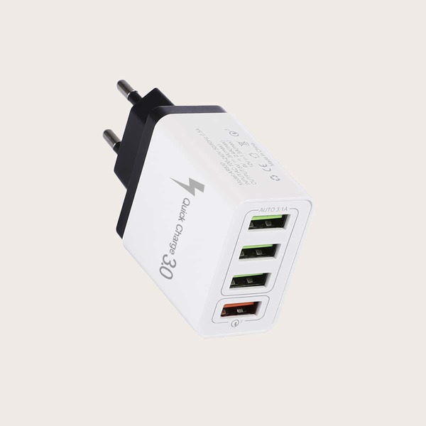

1pc 4-port USB Charger, Black