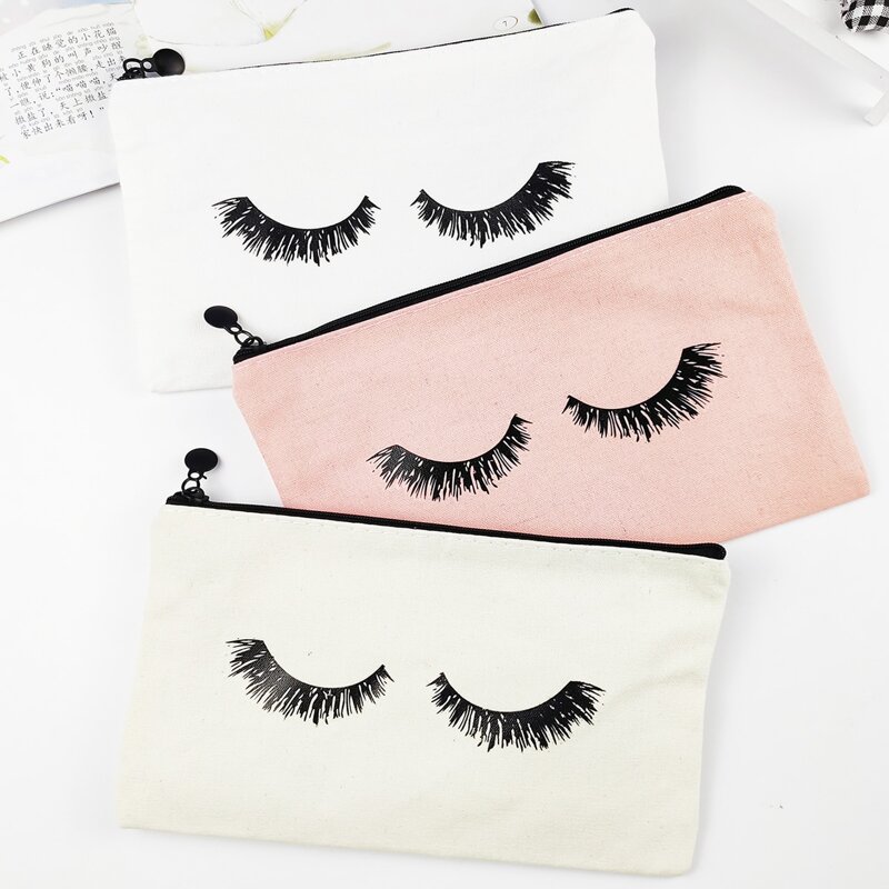 

1pc Eyelash Print Pencil Bag, Multicolor