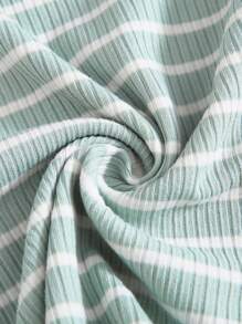 SHEIN EZwear 生菜边条纹 T 恤