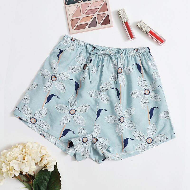 

Floral Print Sleep Bottom, Pastel baby blue