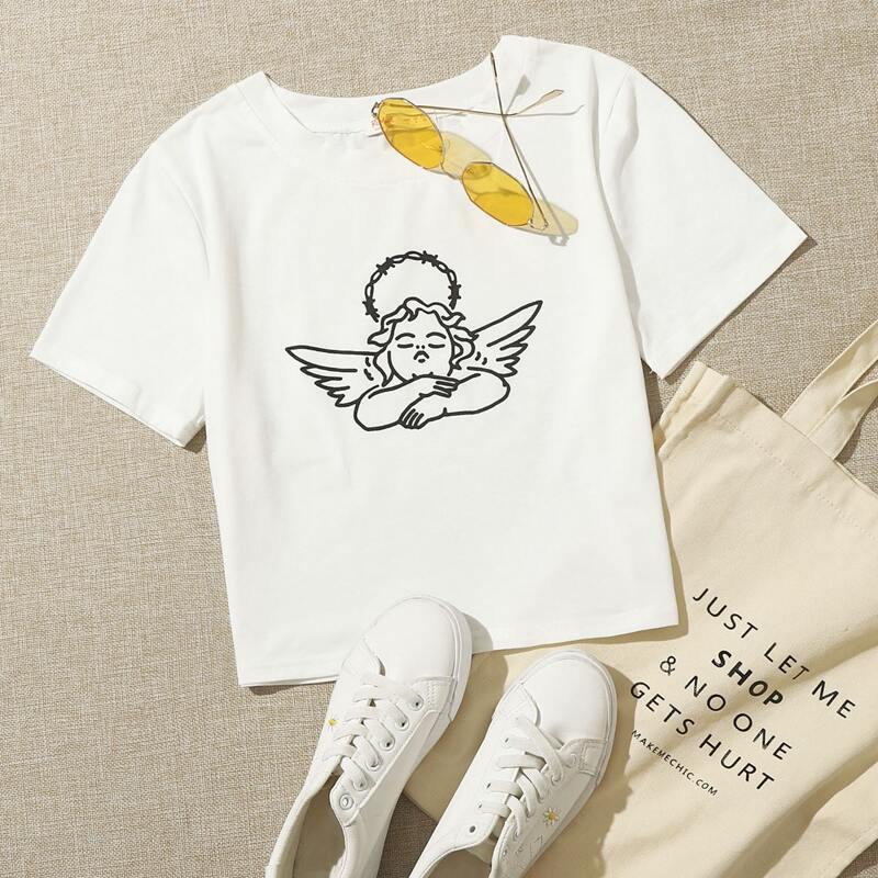

Angel Print Tee, White