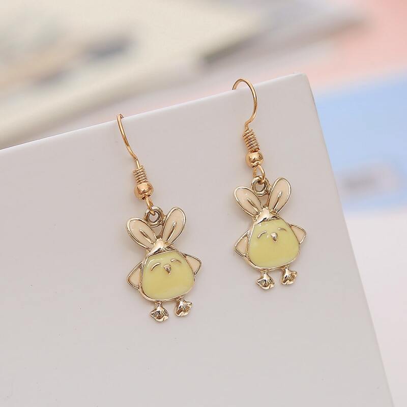 

Cartoon Drop Earrings, Yellow pastel