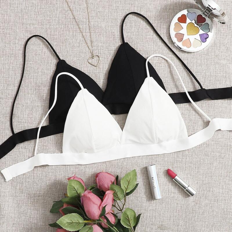 

2pack Triangle Bralette Set, Multicolor