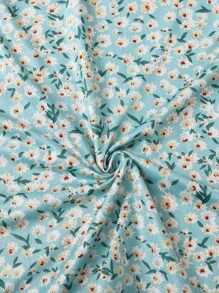 Soleia Tie Neck Ruched Bust Frill Trim Ditsy Floral Dress - Mint Green - View 5