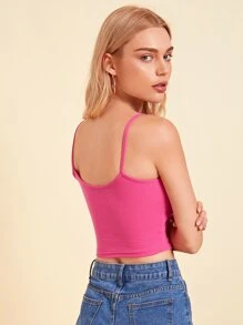 SHEIN EZwear Solid Crop Cami Top - Pink - View 2