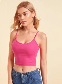 SHEIN EZwear Solid Crop Cami Top - Pink - View 5