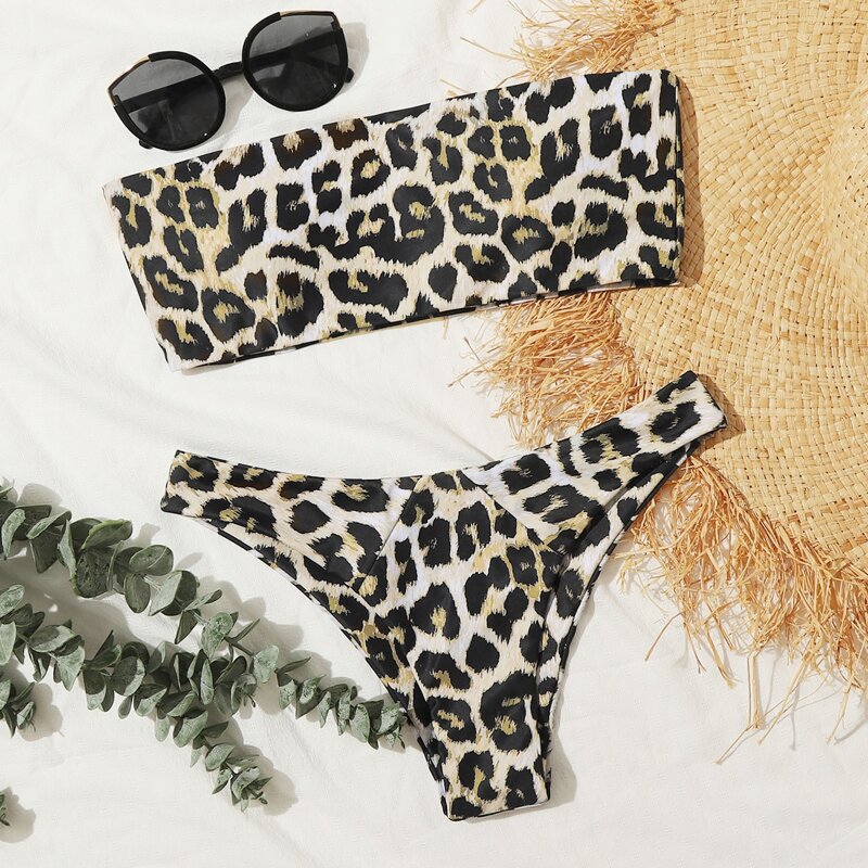 

Leopard Wireless Bikini Swimsuit, Multicolor
