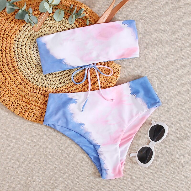 

Tie Dye High Waist Bikini Swimsuit, Multicolor