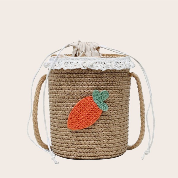 

Сумка на кулиске с декором моркови для девочек, Хаки