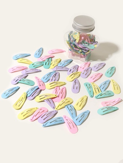 50入組隨機色兒童簡約髮夾