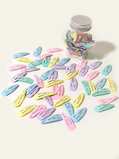 50入組隨機色兒童簡約髮夾