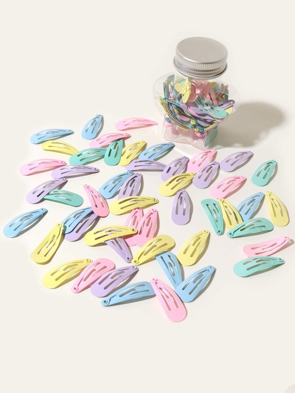 50入組隨機色兒童簡約髮夾