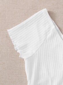 SHEIN Cross Wrap Solid Crop Top - White - View 3