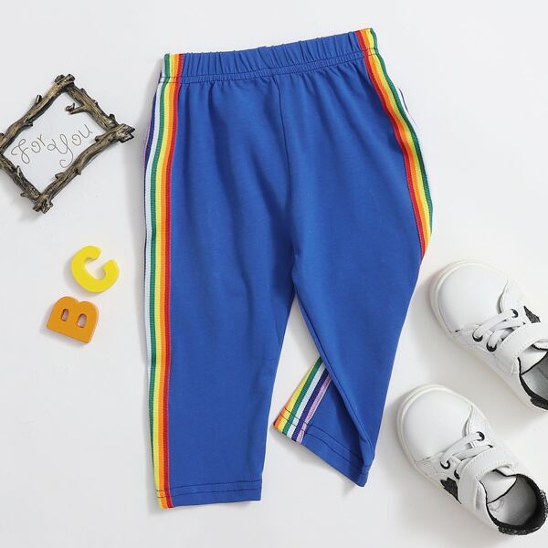 

Toddler Girls Side Rainbow Striped Leggings, Royal blue