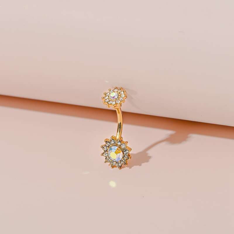 

Rhinestone Decor Belly Ring, Gold