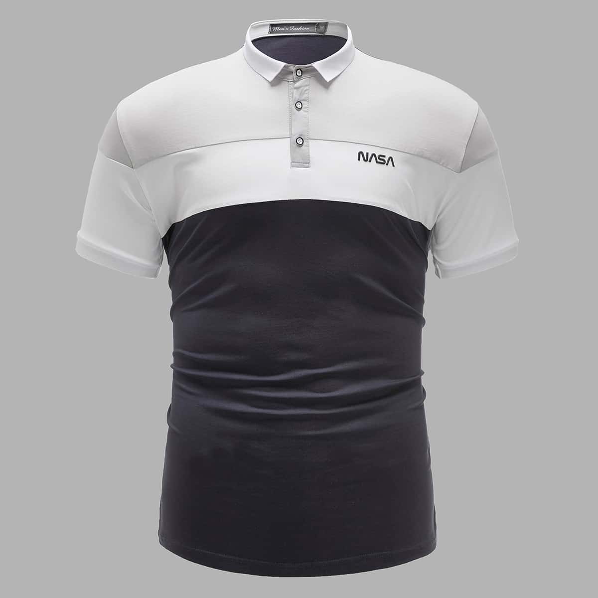 

Guys Color-block Letter Embroidery Polo Shirt, Multicolor